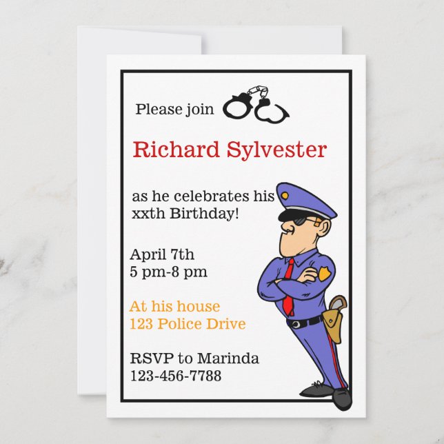 Police Birthday Party Invitation (Front)