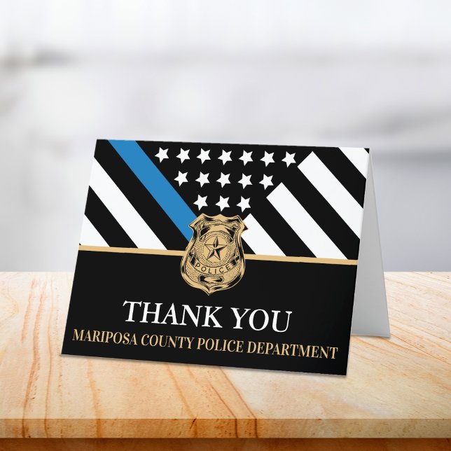 Police Blue Line American Flag First Responder Thank You Card (Police Blue Line American Flag First Responder Thank You Card)