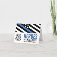 Police Blue Line American Flag Heroes Work Here
