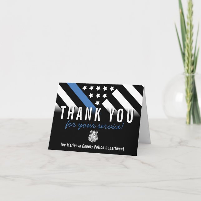 Police Blue Line Fire Department First Responder Thank You Card (Front)