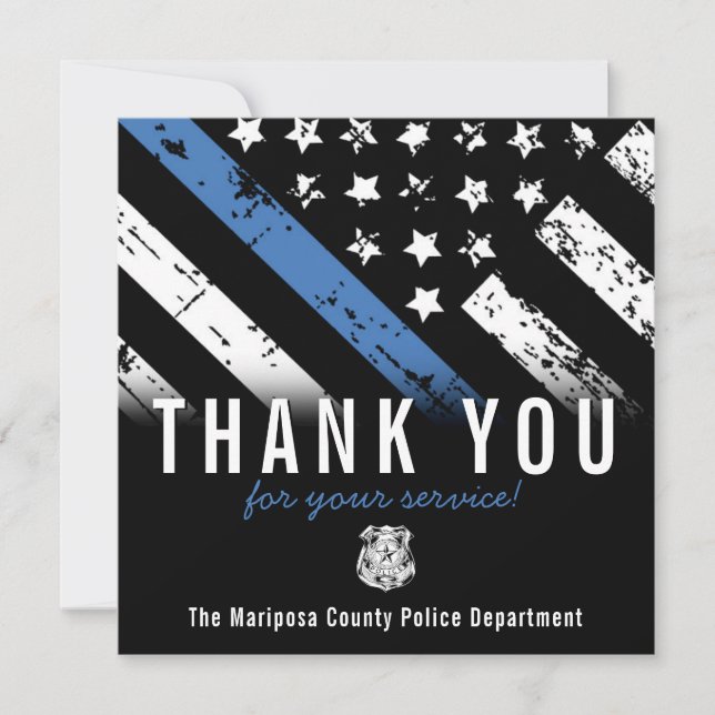 Police Blue Line Flag  Appreciation Thank You Card (Front)