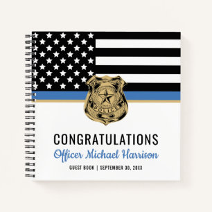Police Blue Line Flag Congrats Graduation Guest Notebook