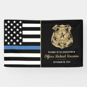 Police Blue Line Flag Congratulations Graduation Banner