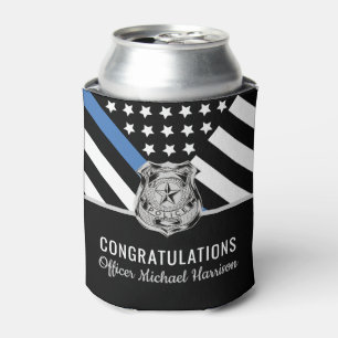 Police Blue Line Flag Congratulations Graduation Can Cooler