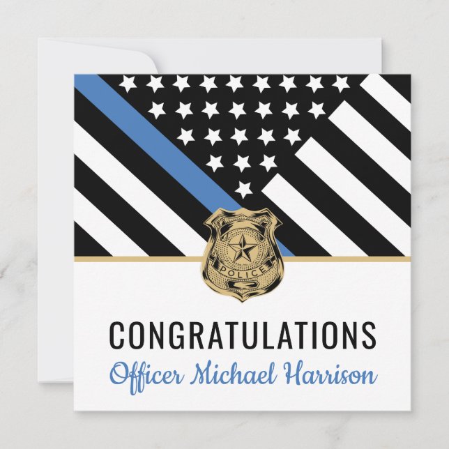 Police Blue Line Flag Congratulations Graduation Card (Front)