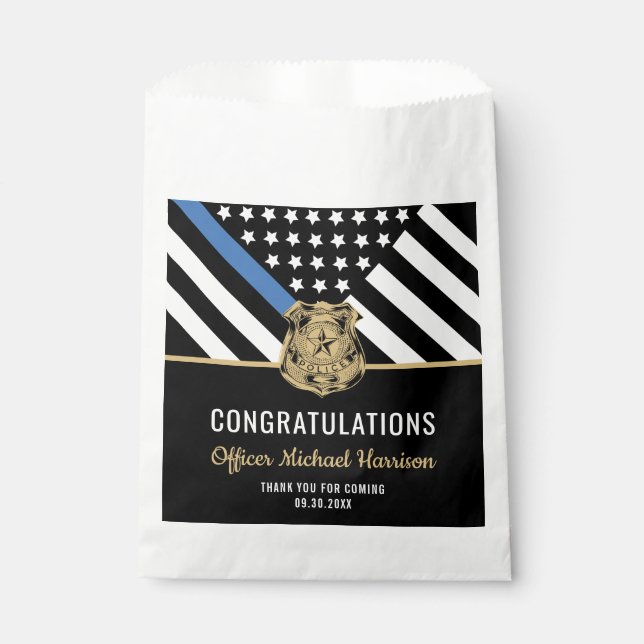 Police Blue Line Flag Congratulations Graduation Favour Bags (Front)