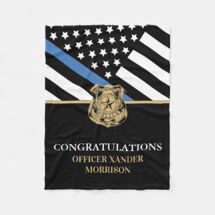 Police Blue Line Flag Congratulations Graduation Fleece Blanket