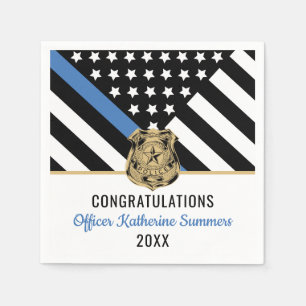 Police Blue Line Flag Congratulations Graduation Napkin
