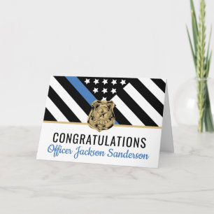 Police Blue Line Flag Congratulations Retirement Card