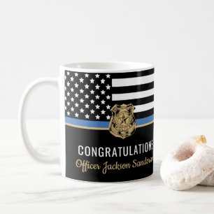 Police Blue Line Flag Congratulations Retirement Coffee Mug