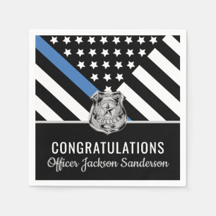 Police Blue Line Flag Congratulations Retirement Napkin