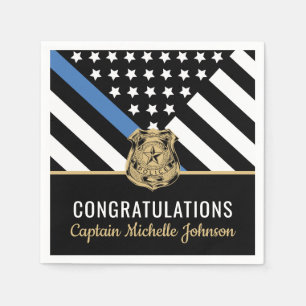 Police Blue Line Flag Congratulations Retirement Napkin