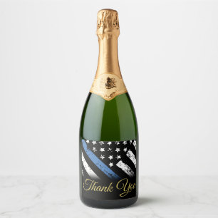 Police Blue Line Law Enforcement First Responder Sparkling Wine Label