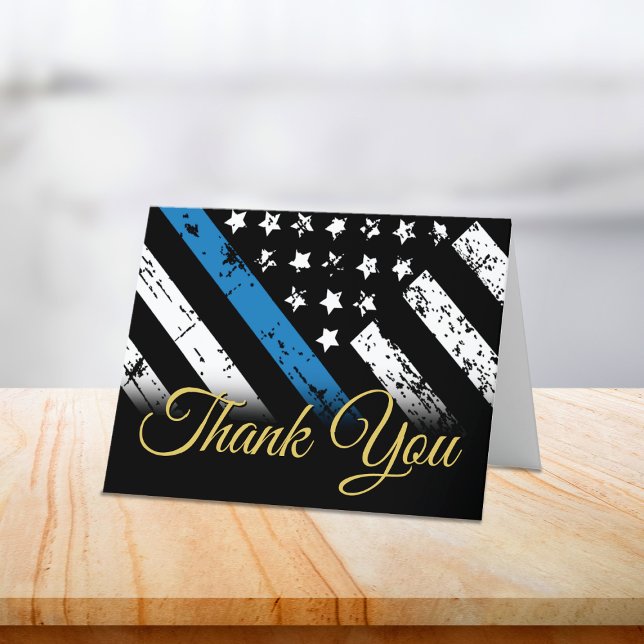 Police Blue Line Law Enforcement First Responder Thank You Card (Police Blue Line Law Enforcement First Responder Thank You Card)