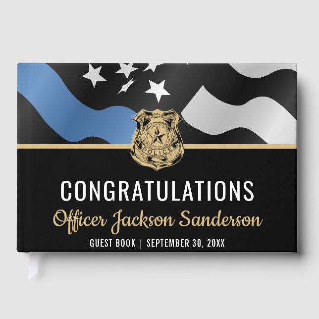 Police Blue Line Law Enforcement Retirement Party Guest Book (Front)