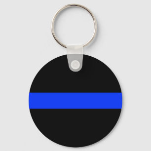 Police Blue Thin Line Key Ring