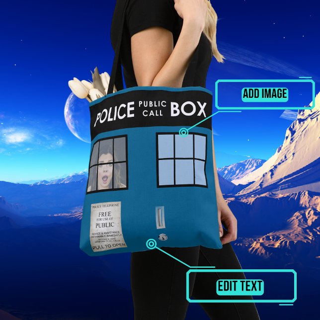 Police Box Customised Tote Bag (Travel anywhere in time and space with this fun tote)