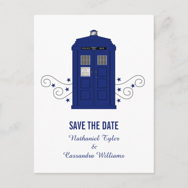 Police Box Save the Date Postcard v3 (Front)