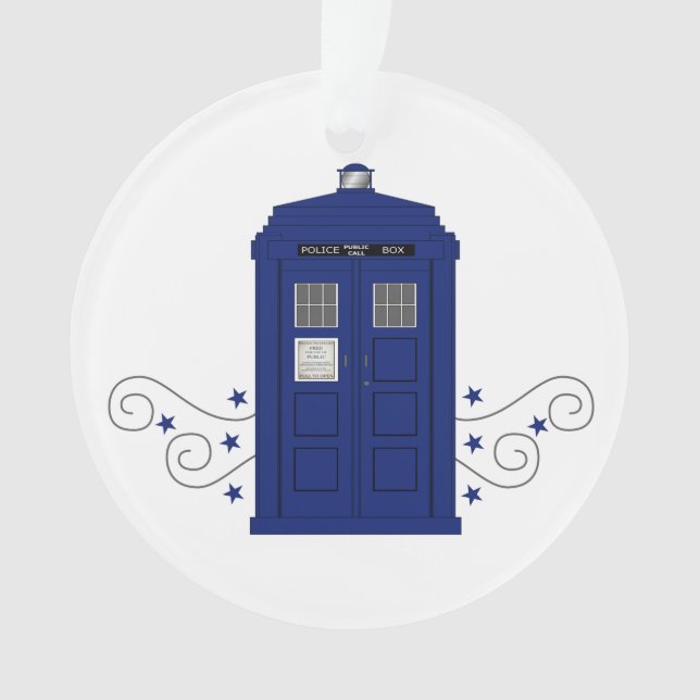 Police Box Swirls Acrylic Ornament (Front)