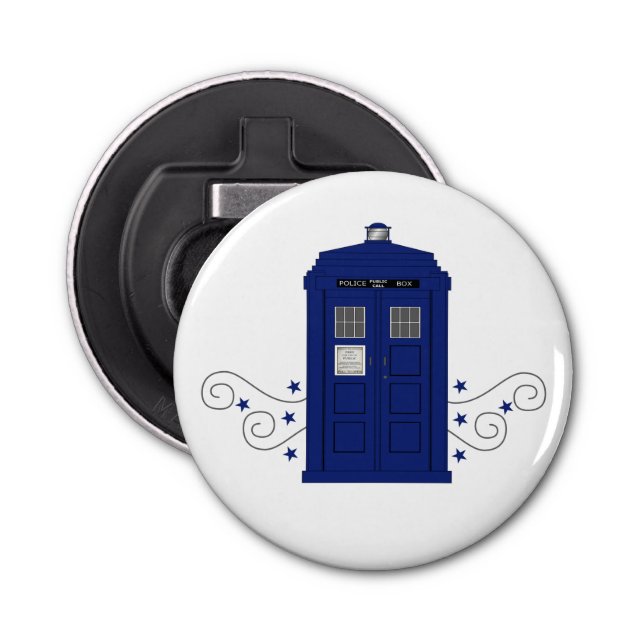 Police Box Swirls Magnet Bottle Opener (Front)