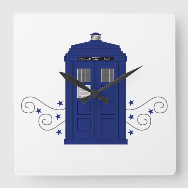 Police Box Swirls Wall Clock (Front)