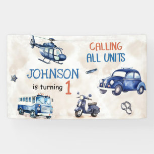 Police Boy 1st Birthday Party Banner