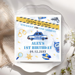 Police Boy 1st Birthday Party Napkin