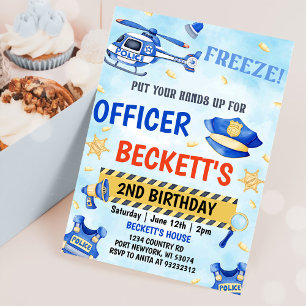 Police Boy 2nd Birthday Party Invitation