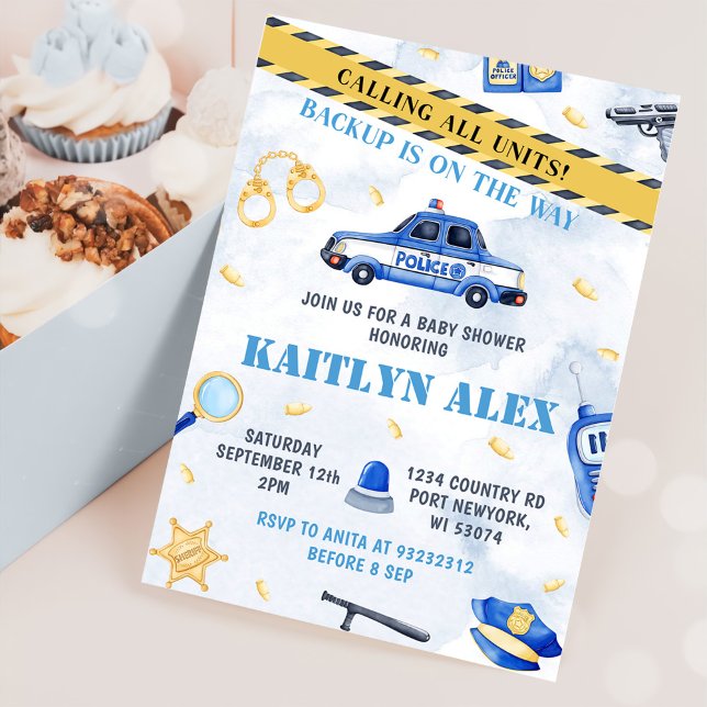Police Boy Baby Shower Party Invitation (Creator Uploaded)
