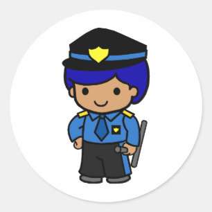 Police Boy Classic Round Sticker