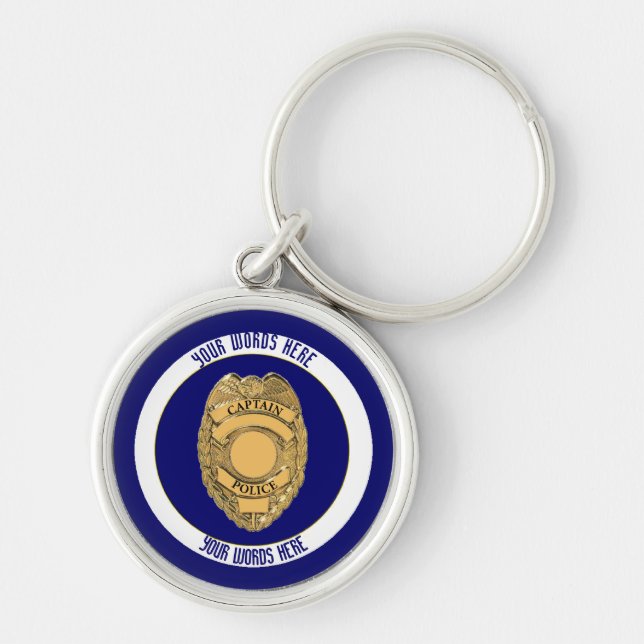 Police Captain Badge Shield Custom Key Ring (Front)