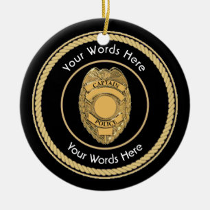 Police Captain Badge Universal Ceramic Tree Decoration