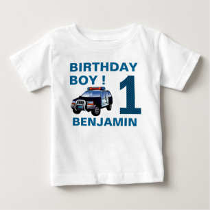Police Car 1st Birthday Party Baby T-Shirt