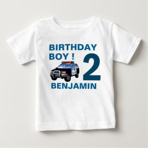 Police Car 2nd Birthday Party Baby T-Shirt