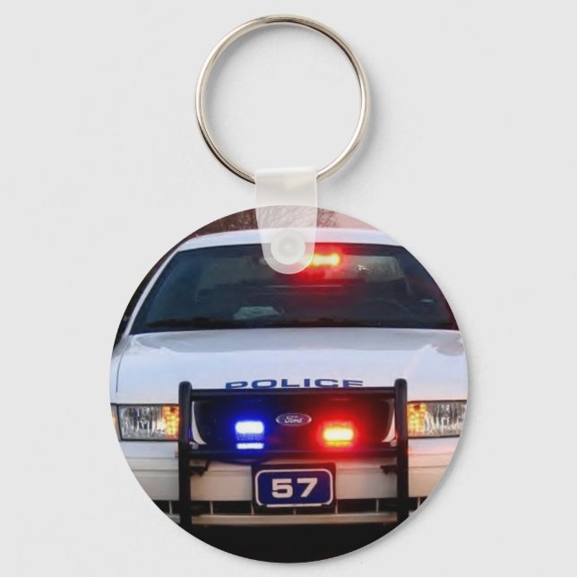 POLICE CAR - all lit up Key Ring (Front)
