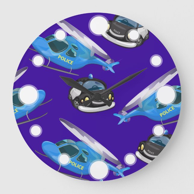 Police Car and helicopter Large Clock (Front)