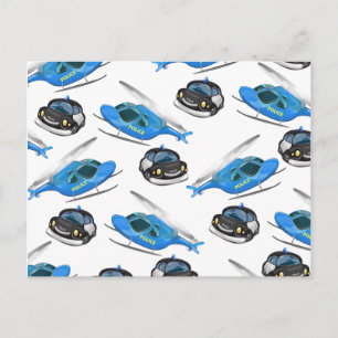 Police Car and helicopter Postcard