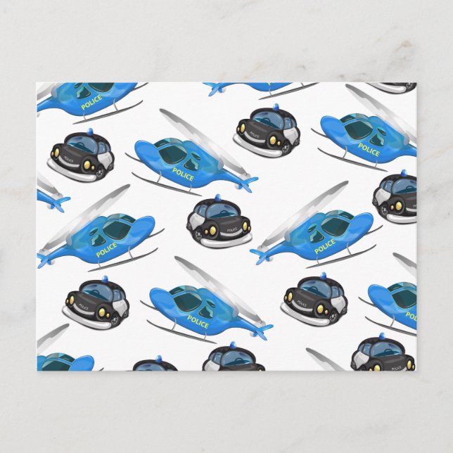 Police Car and helicopter Postcard (Front)