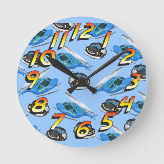 Police Car and helicopter Round Clock
