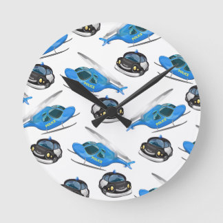 Police Car and helicopter Round Clock