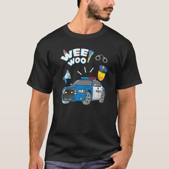 Police Car Apparel for Boys Kids Wee Woo Cop Polic T-Shirt (Front)