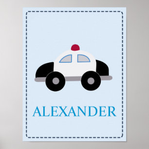 POLICE CAR Baby boy's room nursery Art Print
