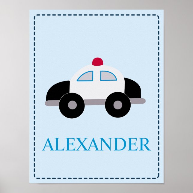 POLICE CAR Baby boy's room nursery Art Print (Front)