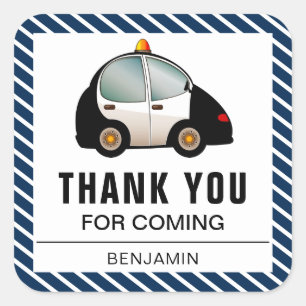 Police Car Birthday Party Favour Sticker