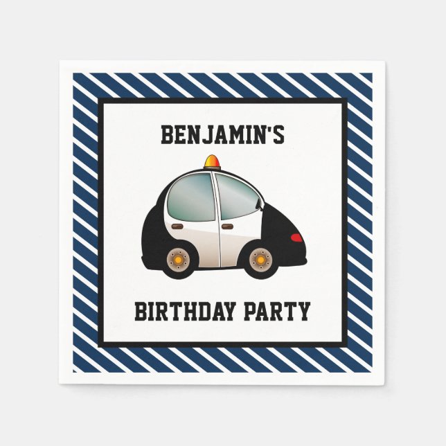 Police Car Birthday Party Paper Napkin (Front)