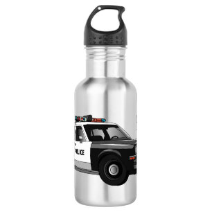 Police car cartoon illustration 532 ml water bottle