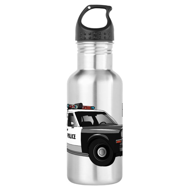 Police car cartoon illustration 532 ml water bottle (Front)