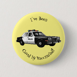 Police car cartoon illustration 6 cm round badge