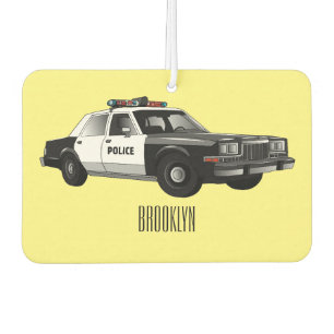 Police car cartoon illustration air freshener