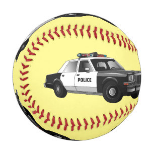 Police car cartoon illustration baseball